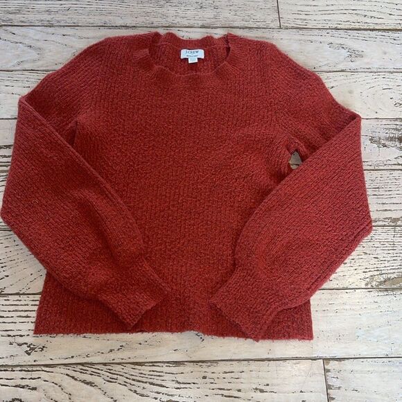 J.Crew Ribbed Puff-Sleeve Sweater Extra-soft Yarn Burnt Orange Sweater XXS - Picture 10 of 10